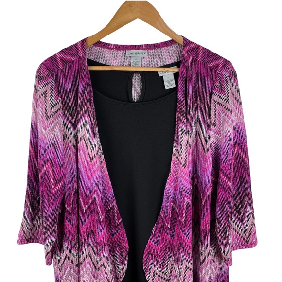 Catherines 2-Piece Set Black Sleeveless Dress & Chevron Jacket Size 2X. NWT - Picture 3 of 14